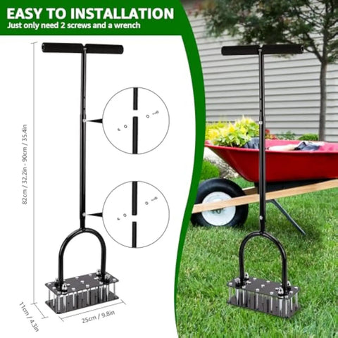 15-Spike Manual Lawn Aerator | Heavy-Duty Iron Soil Aeration Tool