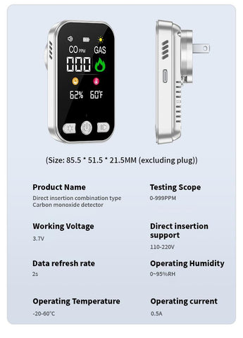 4-in-1 Multi-Functional Natural Gas Detector with Digital Display