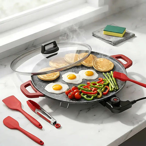 Portable Electric Korean BBQ Grill Griddle with Non-Stick Pan