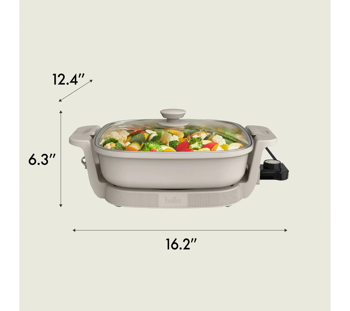 Electric Skillet with Tempered Glass Lid | 1200W