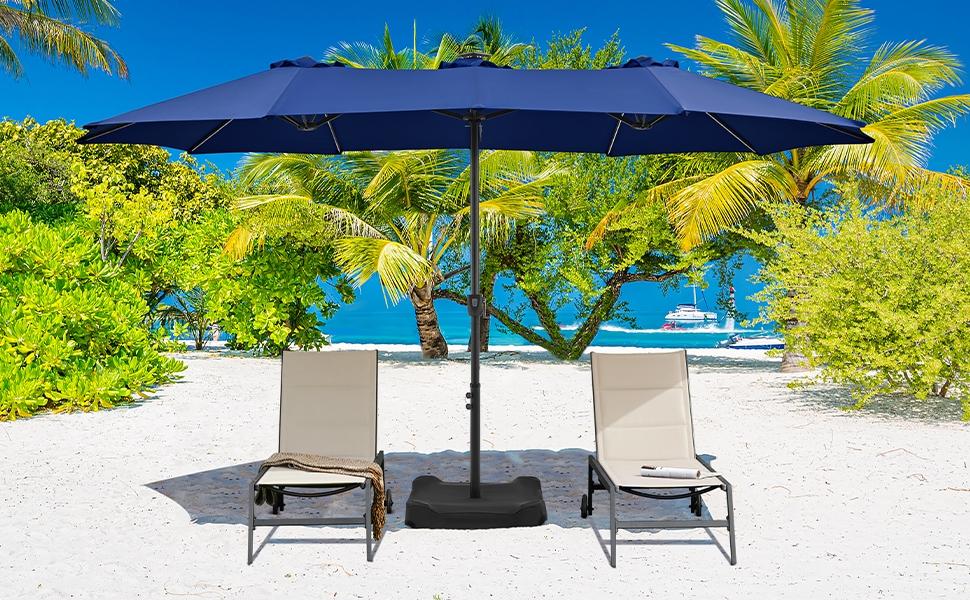 Massive 12-Mode Color-Changing Solar Patio Umbrella with Base Stand
