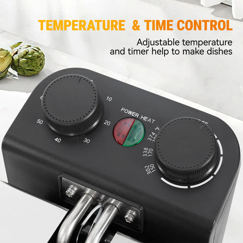 5.3 Qt Stainless Steel Electric Deep Fryer with Basket, 1700W, Time & Temperature Control, 3 Frying Baskets, Lid with View Window and Odor Free Filter