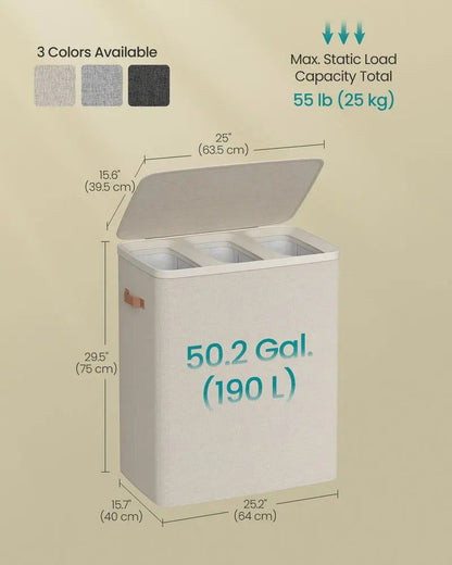 44.9-Gallon Polyester Modern Laundry Basket with Lid and Handles