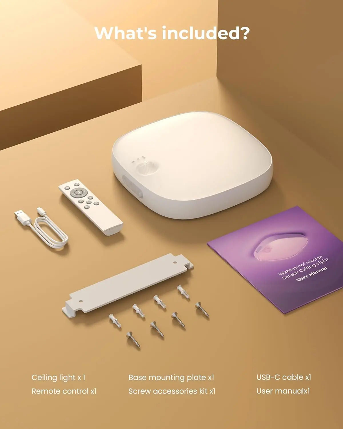 IP65 Waterproof Motion Sensor Ceiling Light with 10000mAh Battery and RGB Colors