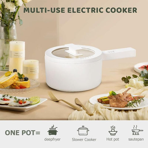 1.5L Electric Hot Pot | Ceramic Glaze Non-Stick Portable Cooker