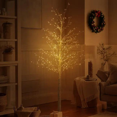 6 ft Lighted Birch Tree with 544 Warm White LED Lights | Indoor Decorative Twig Tree for Home, Christmas Holiday Decor