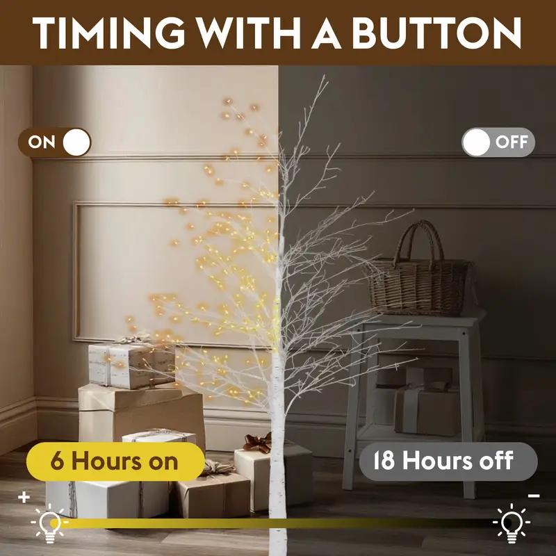 6 ft Lighted Birch Tree with 544 Warm White LED Lights | Indoor Decorative Twig Tree for Home, Christmas Holiday Decor