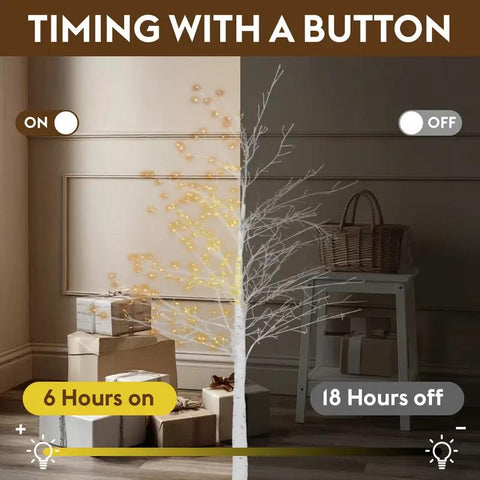 6 ft Lighted Birch Tree with 544 Warm White LED Lights | Indoor Decorative Twig Tree for Home, Christmas Holiday Decor