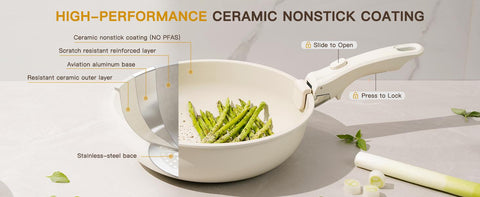 20-Piece Non-Stick Pots and Pans Set with Detachable Handle, Oven Safe, Stackable