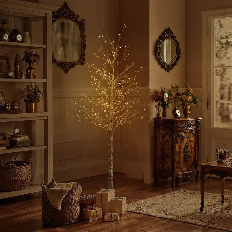 6 ft Lighted Birch Tree with 544 Warm White LED Lights | Indoor Decorative Twig Tree for Home, Christmas Holiday Decor