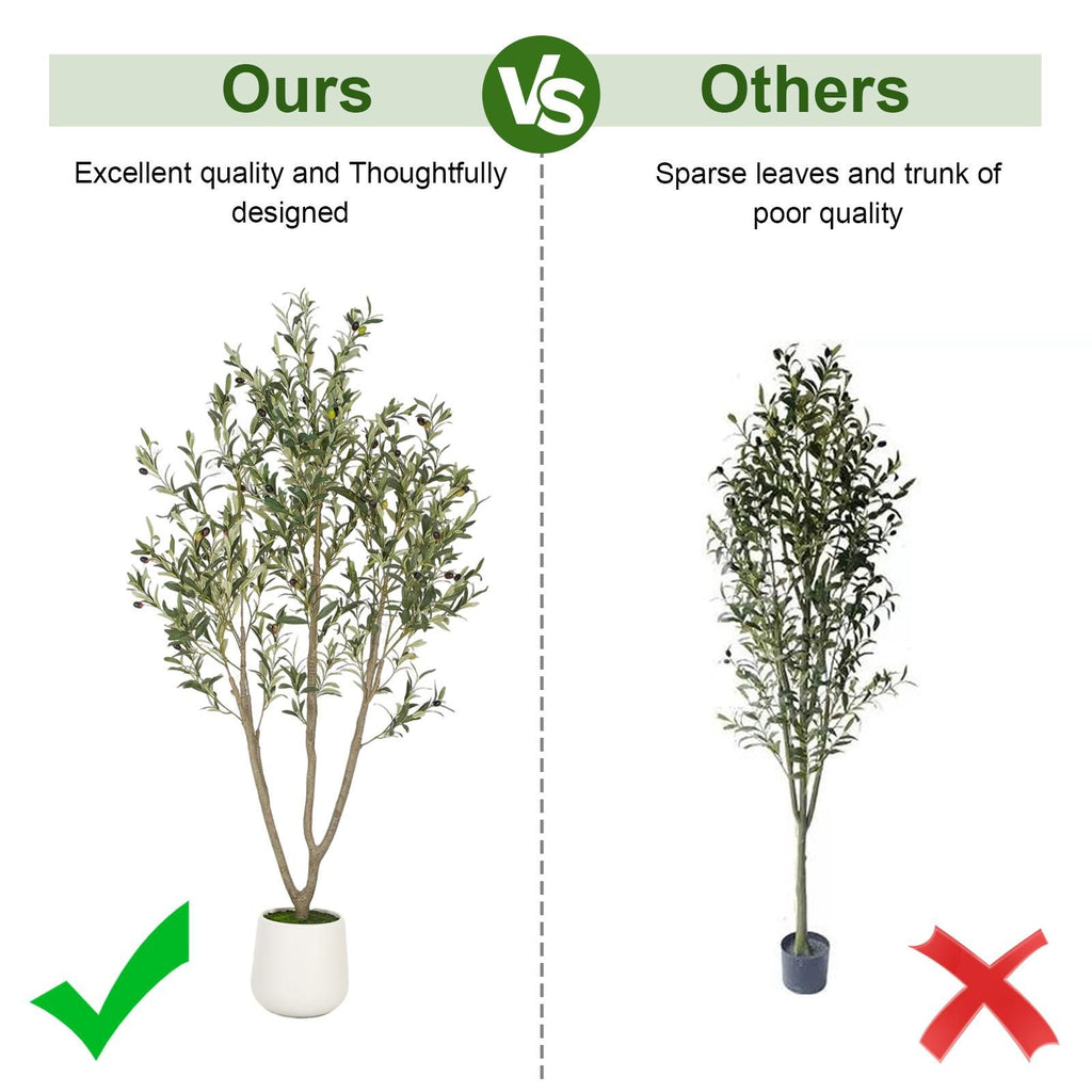 Artificial Olive Tree with White Planter and Natural Wood Trunk