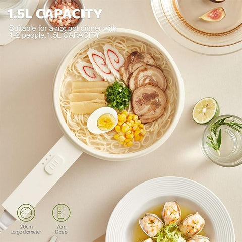 1.5L Electric Hot Pot | Ceramic Glaze Non-Stick Portable Cooker