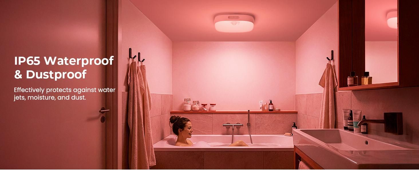 IP65 Waterproof Motion Sensor Ceiling Light with 10000mAh Battery and RGB Colors