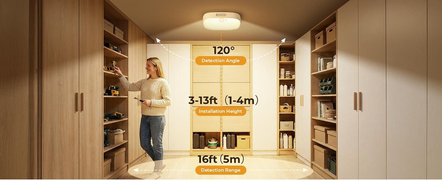 IP65 Waterproof Motion Sensor Ceiling Light with 10000mAh Battery and RGB Colors