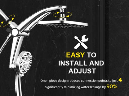 Dock-Free Dual Rain Shower Head Combo - 12" High-Pressure Rainfall Shower