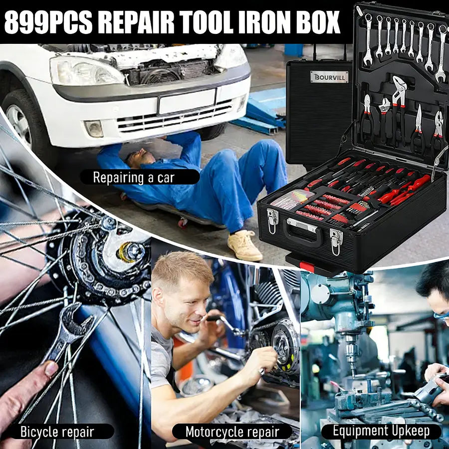899-Piece Portable Metal Tool Set with Wheeled Cabinet