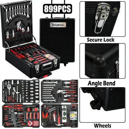 899-Piece Portable Metal Tool Set with Wheeled Cabinet