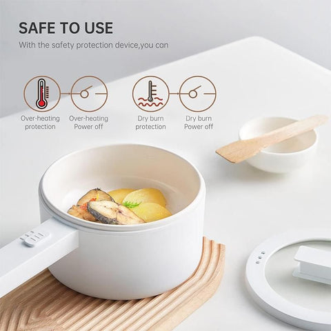 1.5L Electric Hot Pot | Ceramic Glaze Non-Stick Portable Cooker