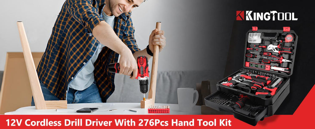 276-Piece Tool Set with 12V Cordless Drill & Storage Case