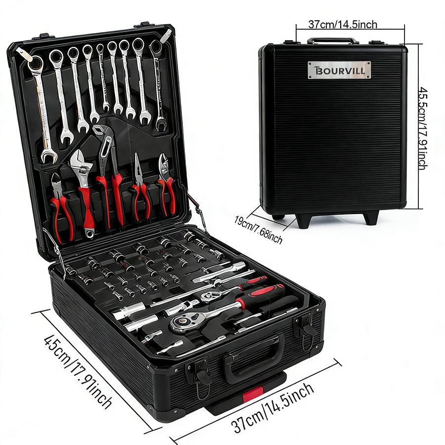 899-Piece Portable Metal Tool Set with Wheeled Cabinet