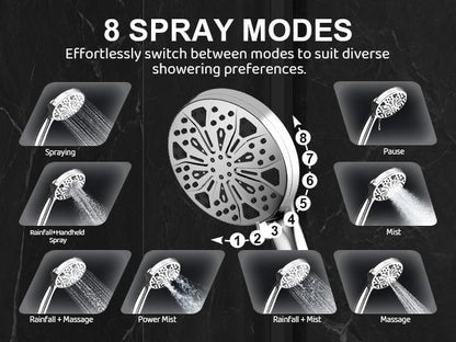 Dock-Free Dual Rain Shower Head Combo - 12" High-Pressure Rainfall Shower