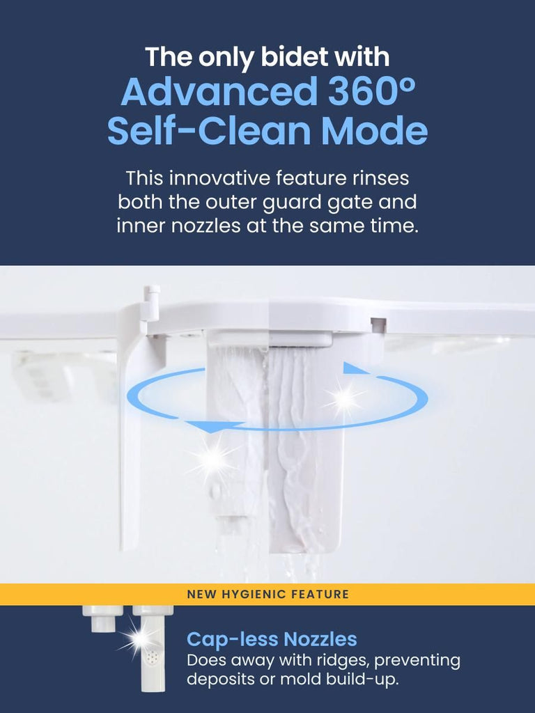 Dual Nozzle Bidet Toilet Seat Attachment | Rear & Feminine Wash, 360° Self-Clean | NEO 185 Plus