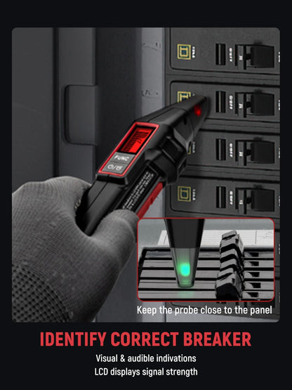 AC Circuit Breaker Finder Tool with Alert LCD Display | 2-Piece Set Electric Tester and Voltage Tester with Transmitter and Receiver, NCV Function & Flashlight, Non-Contact Cable Tester and Integrated GFCI Outlet Tester, Tool Kit