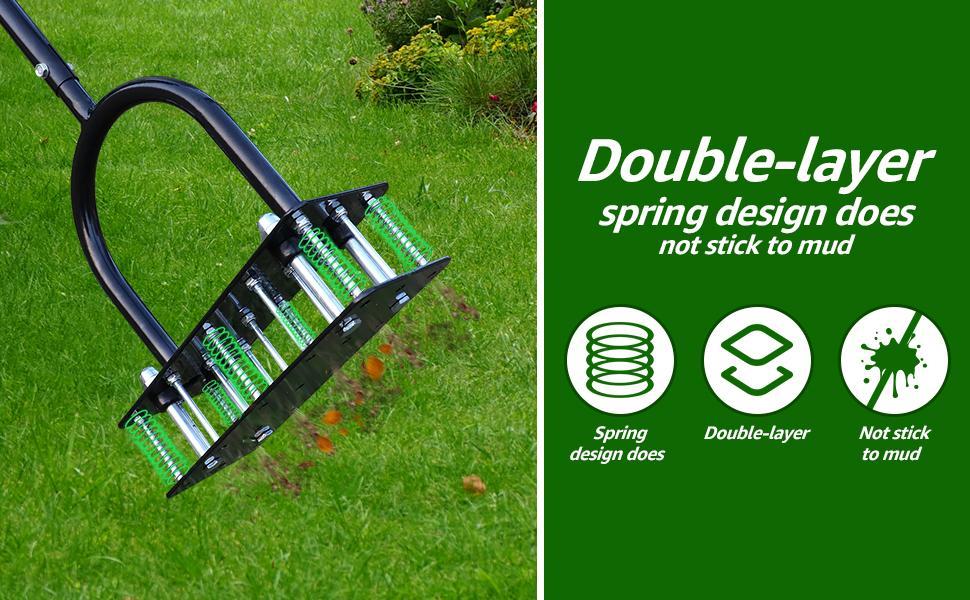 15-Spike Manual Lawn Aerator | Heavy-Duty Iron Soil Aeration Tool