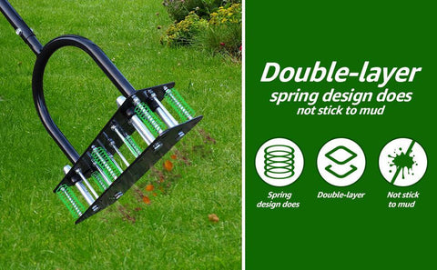 15-Spike Manual Lawn Aerator | Heavy-Duty Iron Soil Aeration Tool