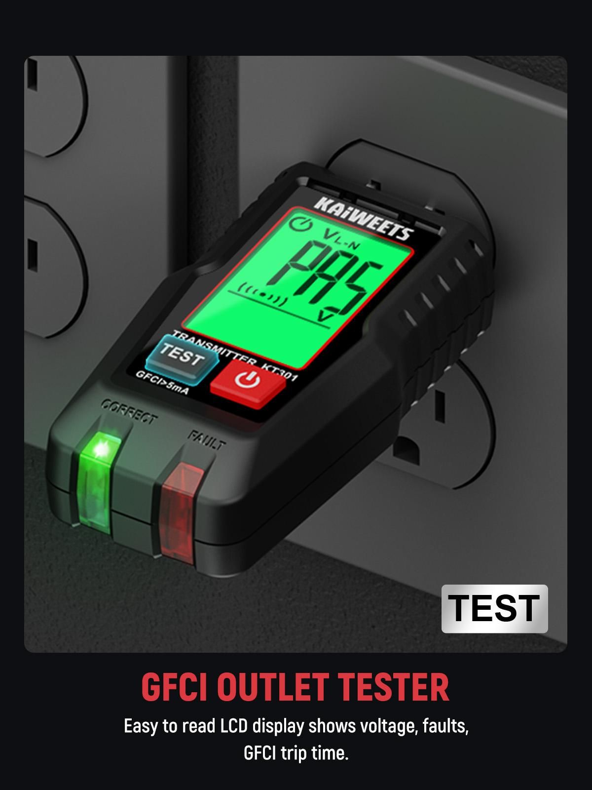 AC Circuit Breaker Finder Tool with Alert LCD Display | 2-Piece Set Electric Tester and Voltage Tester with Transmitter and Receiver, NCV Function & Flashlight, Non-Contact Cable Tester and Integrated GFCI Outlet Tester, Tool Kit