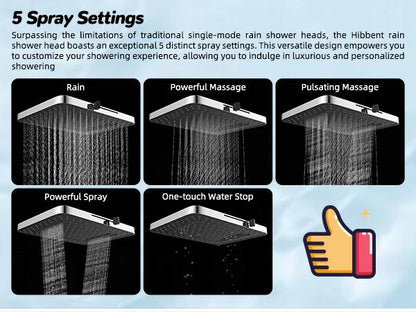 13-Inch 5-Jet Fixed Shower Head Combo | 10-Mode Handheld, 12-Inch Extension Arm, 4-Way Diverter, 71-Inch Hose