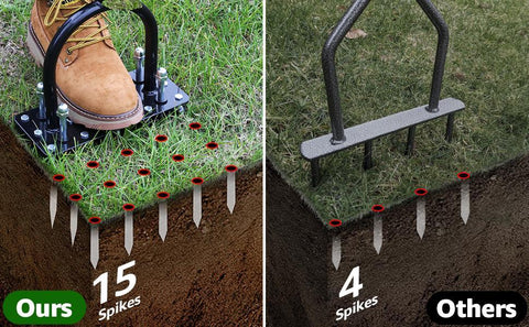 15-Spike Manual Lawn Aerator | Heavy-Duty Iron Soil Aeration Tool