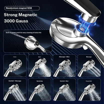 Dock-Free Dual Rain Shower Head Combo - 12" High-Pressure Rainfall Shower