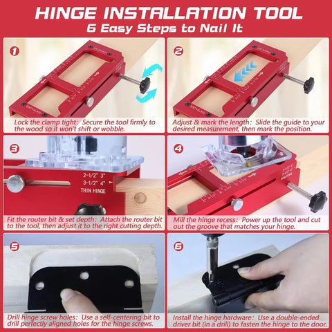 Door Hinge Jig - Adjustable Mortising Template for 2.5