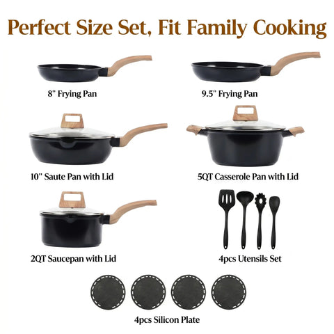16-Piece Non-Toxic PFAS-Free Ceramic Cookware Set