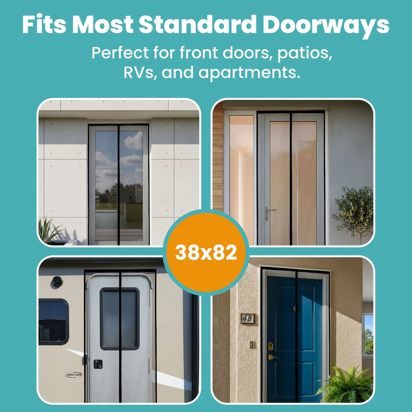 Magnetic Screen Door for Standard Doorways 38 x 82 in