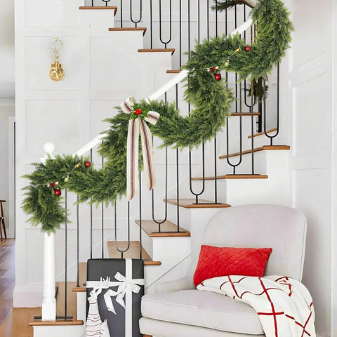 2-Piece 6 ft Artificial Cedar Garland Set | Real Touch Winter Greenery