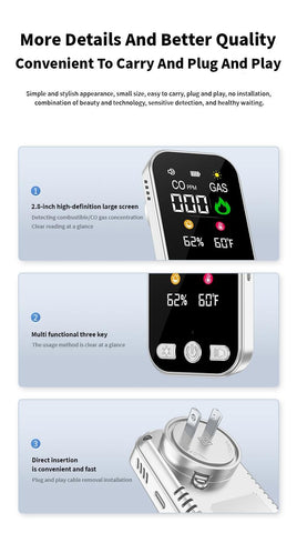 4-in-1 Multi-Functional Natural Gas Detector with Digital Display