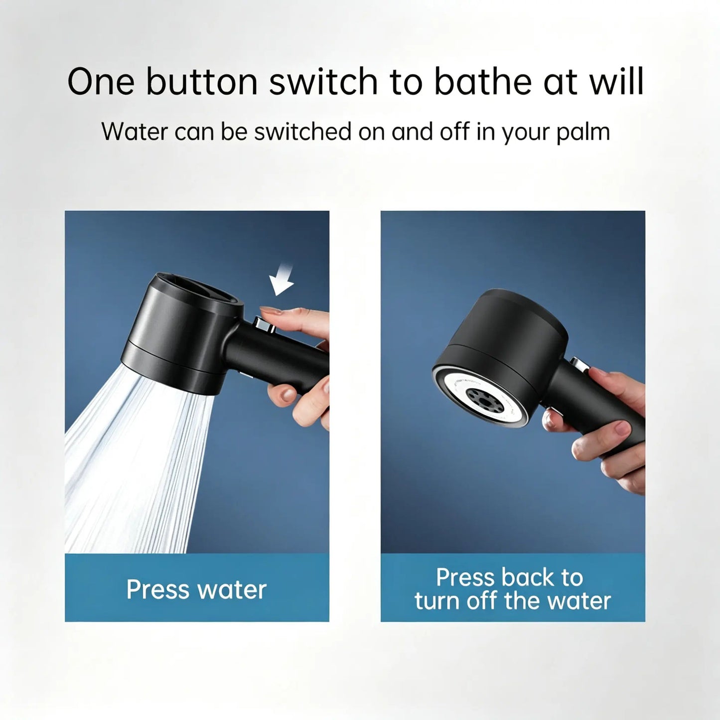 Filtered Handheld Shower Head | High Pressure 4-Mode Spray | Silver