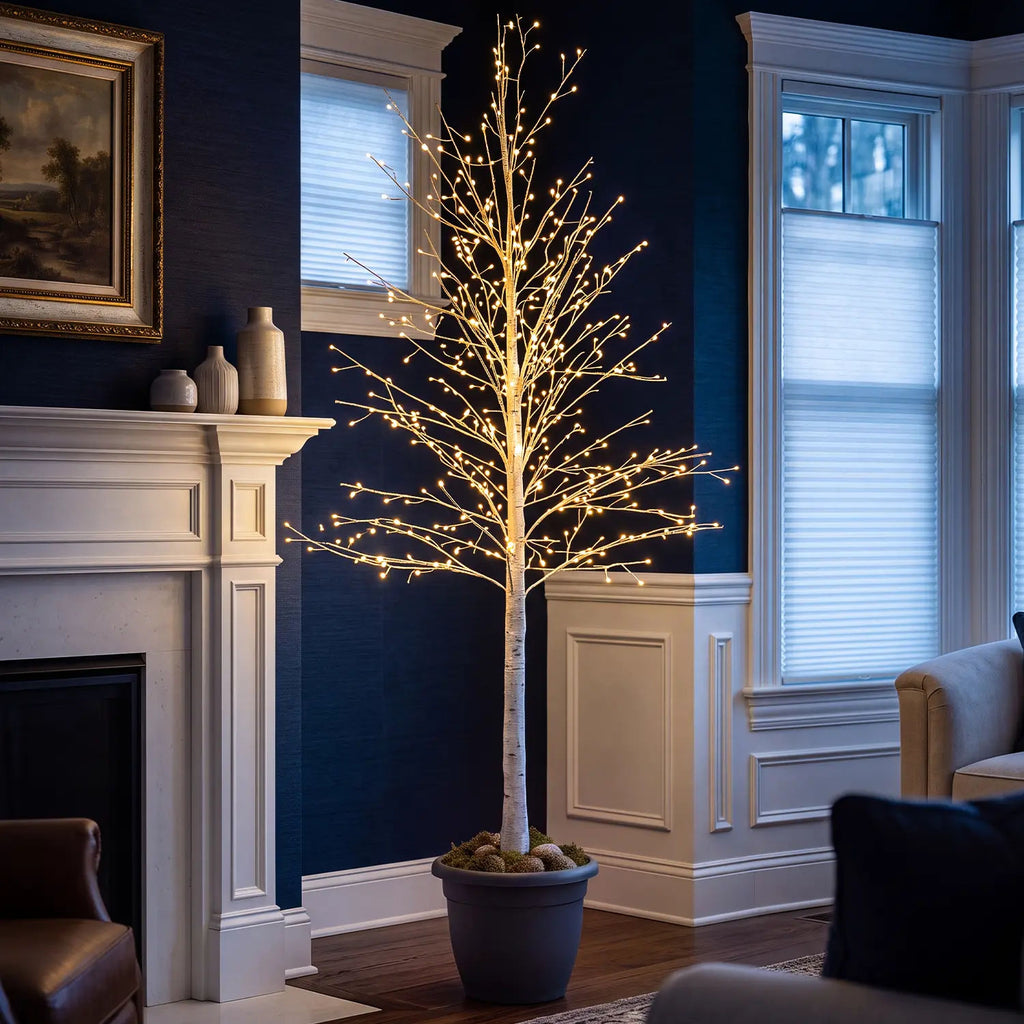 6 ft Lighted Birch Tree with 544 Warm White LED Lights | Indoor Decorative Twig Tree for Home, Christmas Holiday Decor