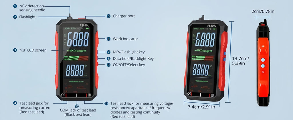 True RMS 6000-Count Digital Multimeter | USB Rechargeable