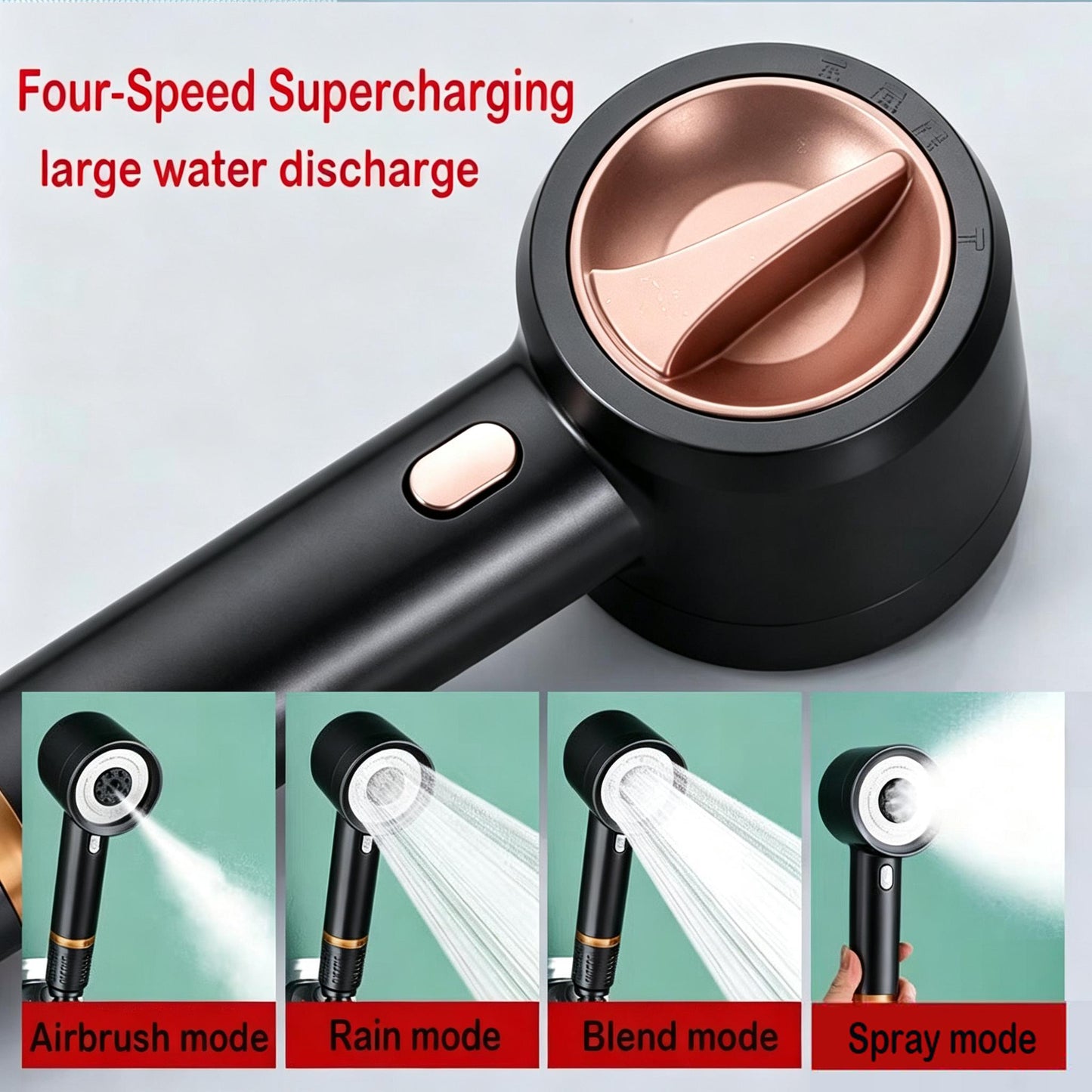 Filtered Handheld Shower Head | High Pressure 4-Mode Spray | Silver