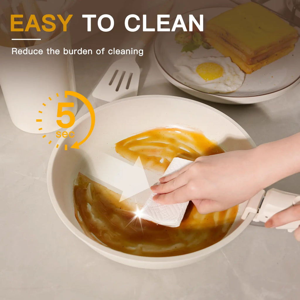 20-Piece Non-Stick Pots and Pans Set with Detachable Handle, Oven Safe, Stackable