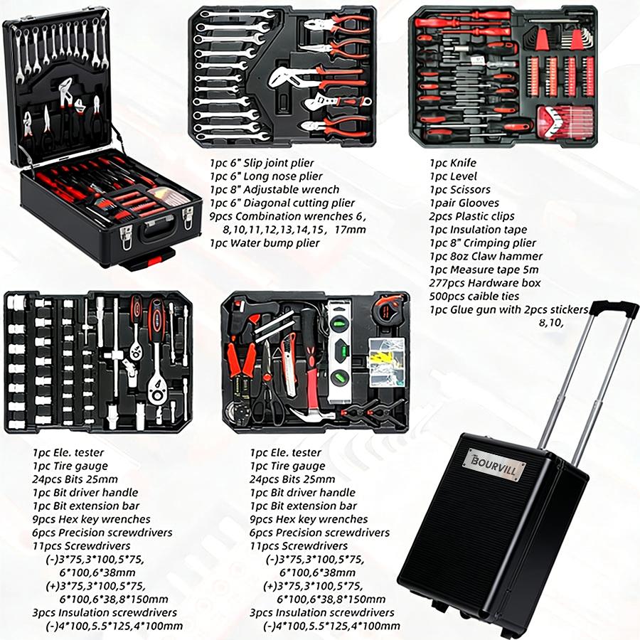 899-Piece Portable Metal Tool Set with Wheeled Cabinet