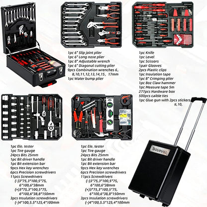 899-Piece Portable Metal Tool Set with Wheeled Cabinet
