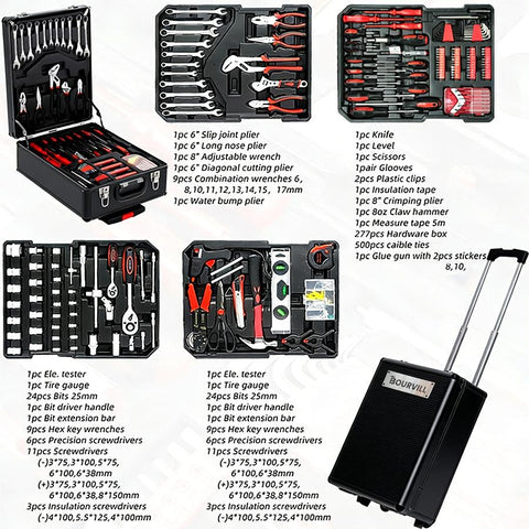 899-Piece Portable Metal Tool Set with Wheeled Cabinet