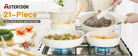 20-Piece Non-Stick Pots and Pans Set with Detachable Handle, Oven Safe, Stackable
