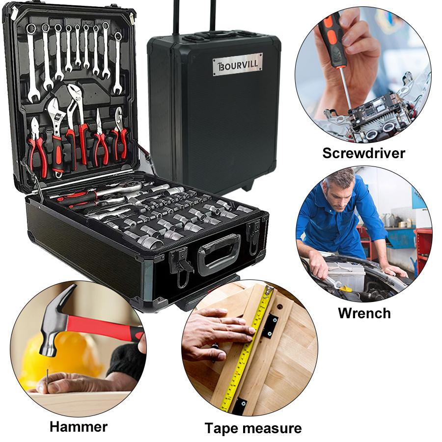899-Piece Portable Metal Tool Set with Wheeled Cabinet