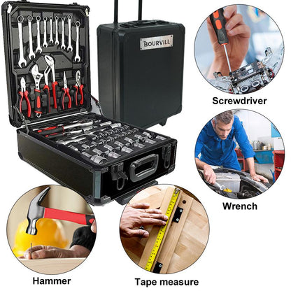 899-Piece Portable Metal Tool Set with Wheeled Cabinet
