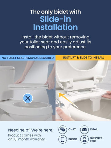 Dual Nozzle Bidet Toilet Seat Attachment | Rear & Feminine Wash, 360° Self-Clean | NEO 185 Plus